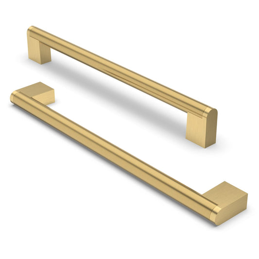 FURNIWARE 10pcs Furniture Handles, 224mm Hole Center Stainless Steel Cabinet Handles Kitchen Cupboard Handle Used for Bathroom Door Handle Wardrobe (Brass)