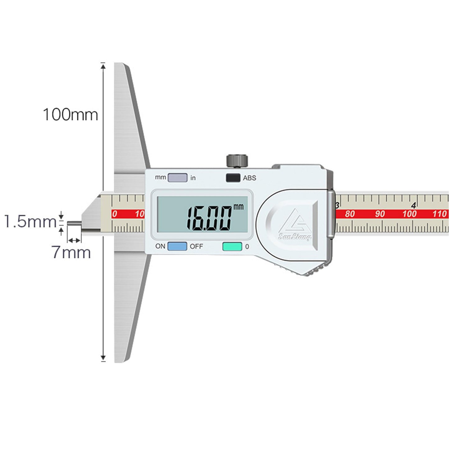 0-150mm Digital Depth Gauge with measuring pin, 0.01mm high-precision stainless steel digital depth gauge with mm/inch measuring system, depth measurement tool (0-150mm)