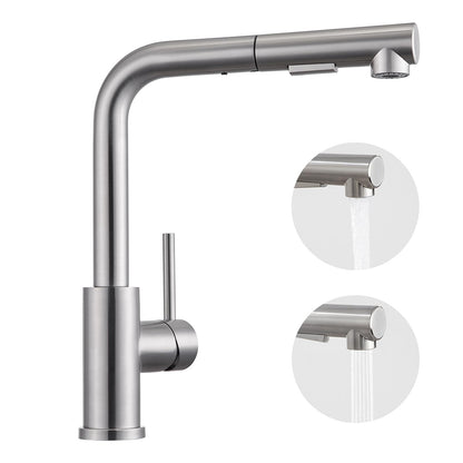 Kitchen Faucet Pull-Out, BONADE Kitchen Faucet with Sprayer, Kitchen Mixer Tap 360° Rotatable, Kitchen Faucet 2 Spray, Single Lever Sink Mixer Made of Brushed Stainless Steel