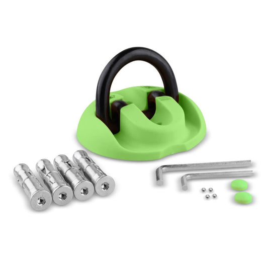 VINZ Everest wall/floor anchor | ART4 certified | shackle thickness Ø14mm | for securing motorcycle moped bicycle | foldable anchor | with mounting hardware (green)