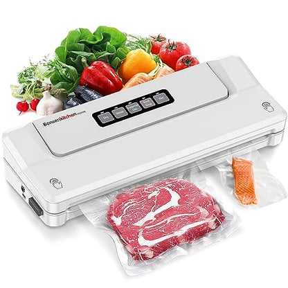 Bonsenkitchen vacuum sealer machine, food sealer for Sous Vide cooking. Keeps food fresh up to 8 times longer with dry and moist modes. Includes vacuum bags.