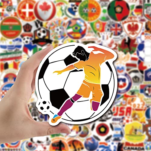 100-Pack World Cup 2022 Soccer Sticker Set, Waterproof Vinyl Soccer Stickers for Kids, Stickers for Decorating Cars, Laptops, Skateboards, Motorcycles, Bicycles, Soccer Sticker Gift for Boys & Girls