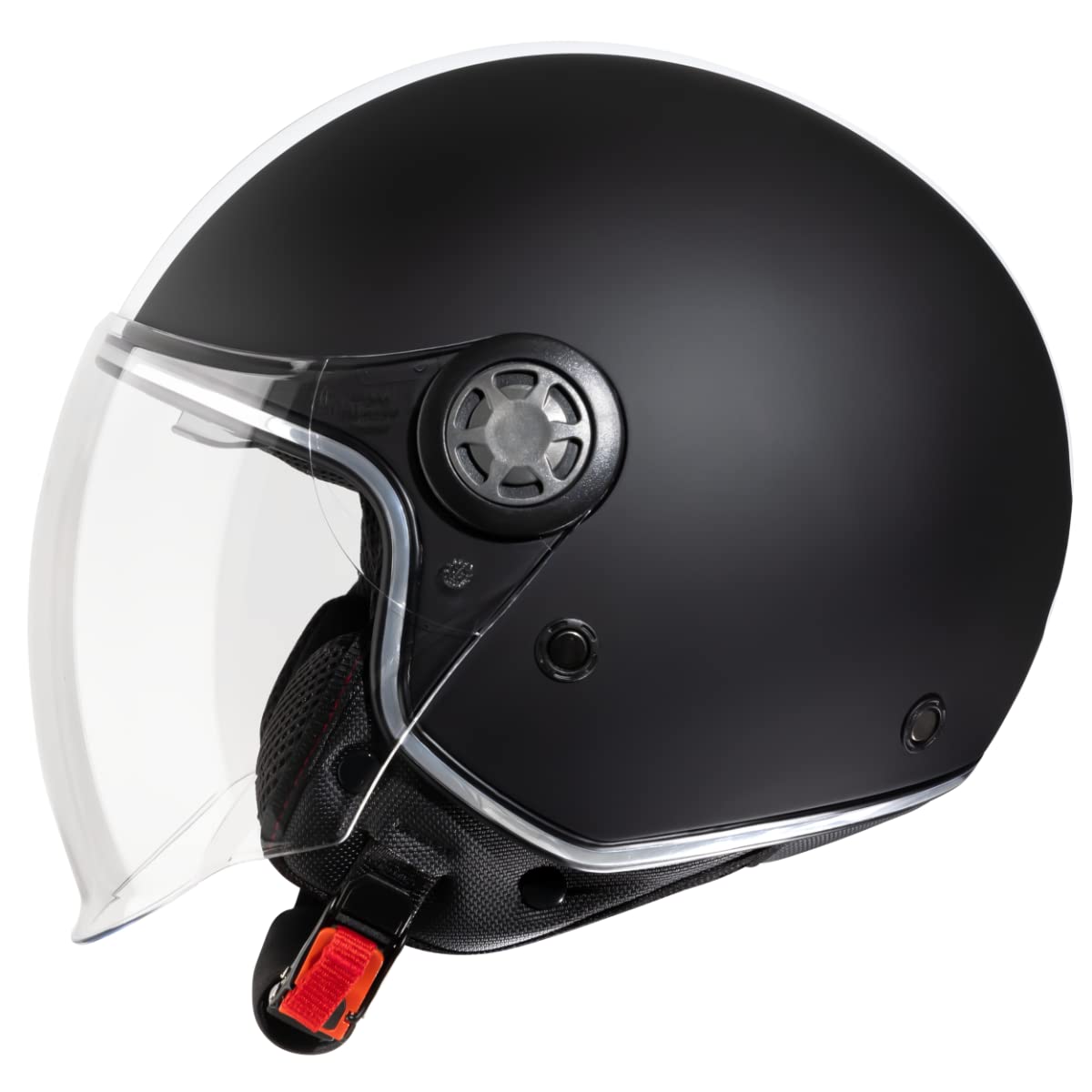 VINZ Parchi Jet Helmet with Double Visor | Scooter Helmet Fashion Helmet with Stripes | In sizes XS-XXL | Motorcycle Helmet with Sun Visor | ECE 22.06 Certified - Matte Black
