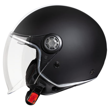 VINZ Parchi Jet Helmet with Double Visor | Scooter Helmet Fashion Helmet with Stripes | In sizes XS-XXL | Motorcycle Helmet with Sun Visor | ECE 22.06 Certified - Matte Black