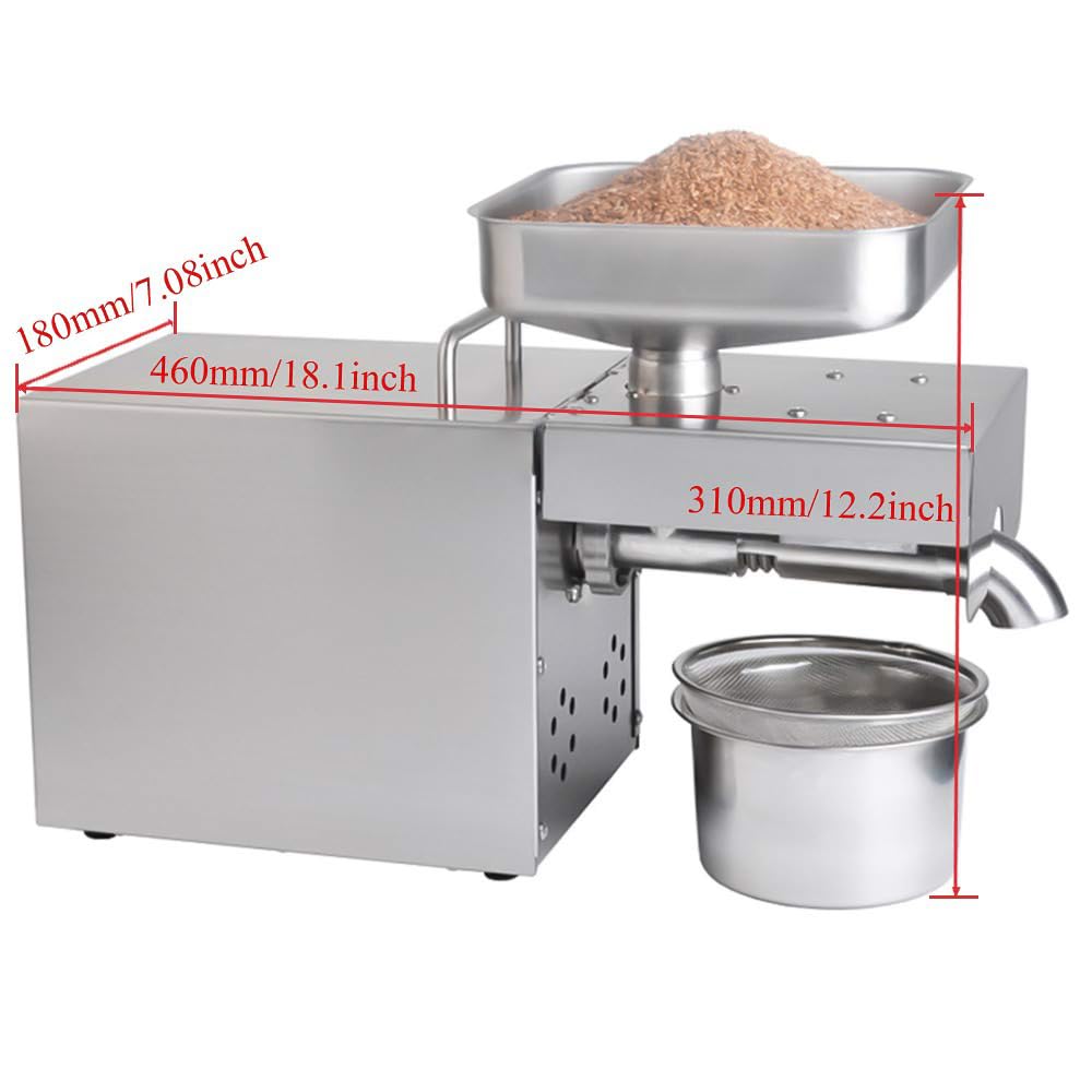 Automatic oil press 1500W Extractor Oil Expeller for flaxseed, peanut, hemp seed, sesame, sunflower.