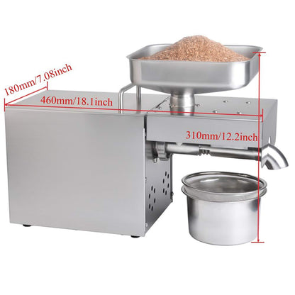 Automatic oil press 1500W Extractor Oil Expeller for flaxseed, peanut, hemp seed, sesame, sunflower.