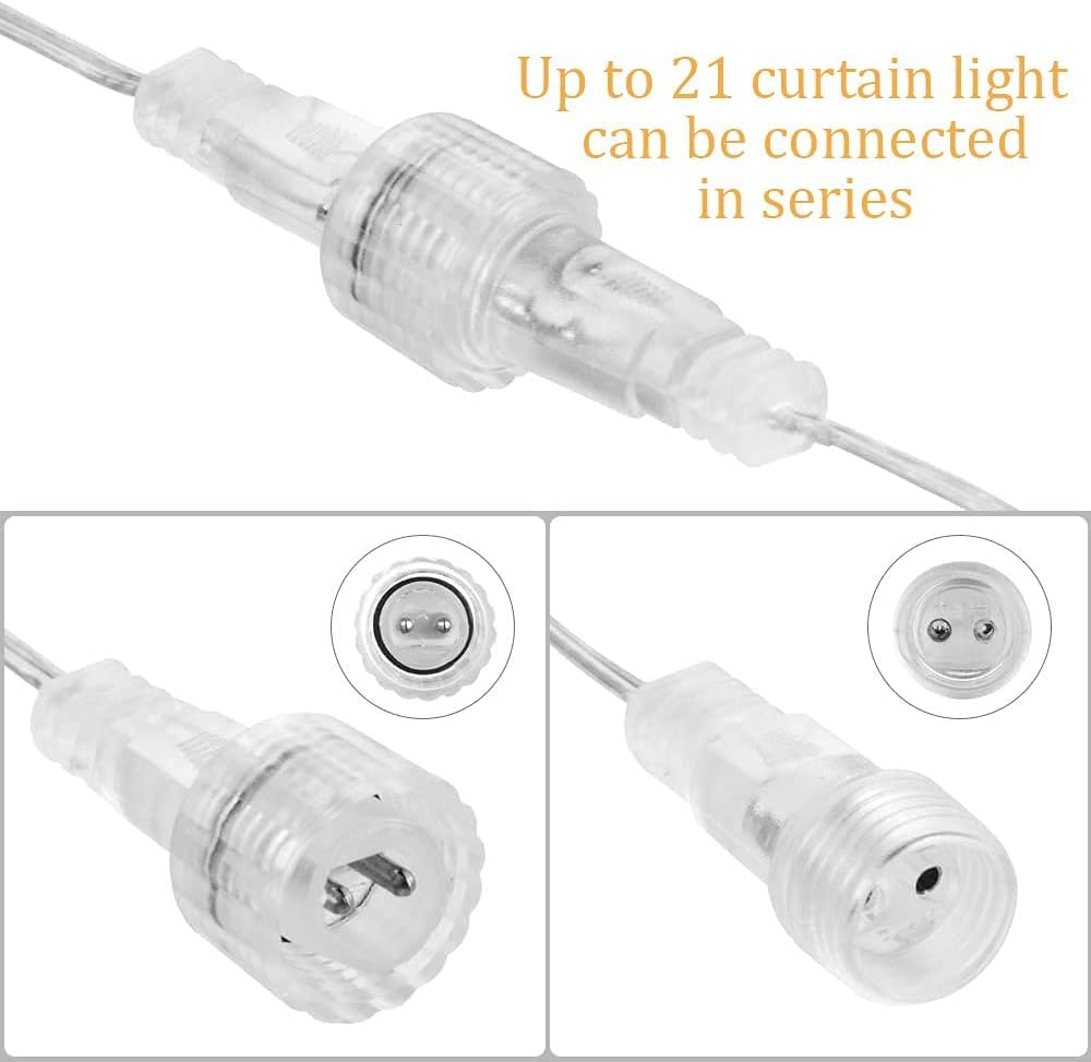 Avoalre curtain lights with 12 stars, 2 meters long, 138 LED star curtain lights can be expanded (up to 21 sets), star curtain lights for windows Christmas decoration, 8 modes warm white string lights.