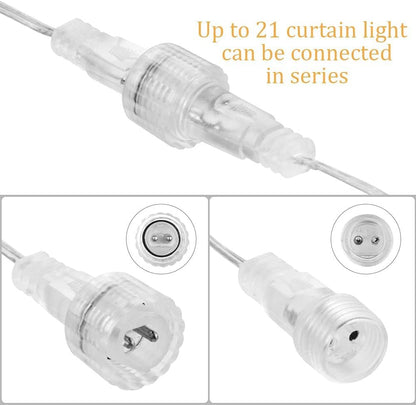 Avoalre curtain lights with 12 stars, 2 meters long, 138 LED star curtain lights can be expanded (up to 21 sets), star curtain lights for windows Christmas decoration, 8 modes warm white string lights.