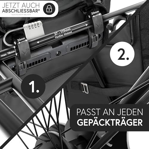Valkental® 3in1 Bike Bag [Up to 25L] - The Original - Can be used as a pannier bag, backpack, and shoulder bag - 100% Waterproof & Reflective - Secure attachment [Lockable] Laptop compartment