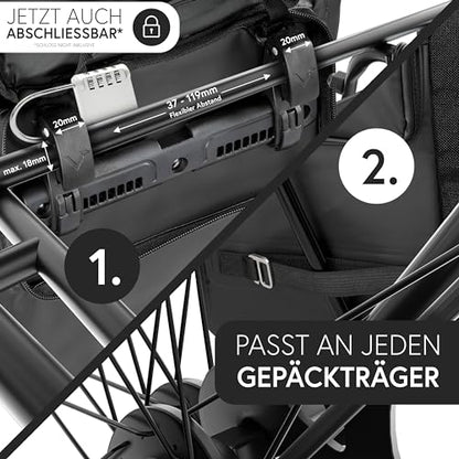 Valkental® 3in1 Bike Bag [Up to 25L] - The Original - Can be used as a pannier bag, backpack, and shoulder bag - 100% Waterproof & Reflective - Secure attachment [Lockable] Laptop compartment