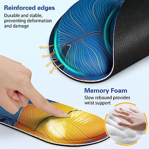 Acezeek 3-in-1 mousepad set with keyboard wrist rest, gel wrist support, cup pad. Ergonomic design with memory foam provides wrist pain relief. Ideal for gaming, office, dorm rooms.