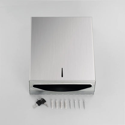 modunful Paper Towel Dispenser Wall Mount - Multifold Trifold Paper Towel Dispenser, Large Capacity Stainless Steel Tissue Holder, Suitable for Bathroom and Public Places