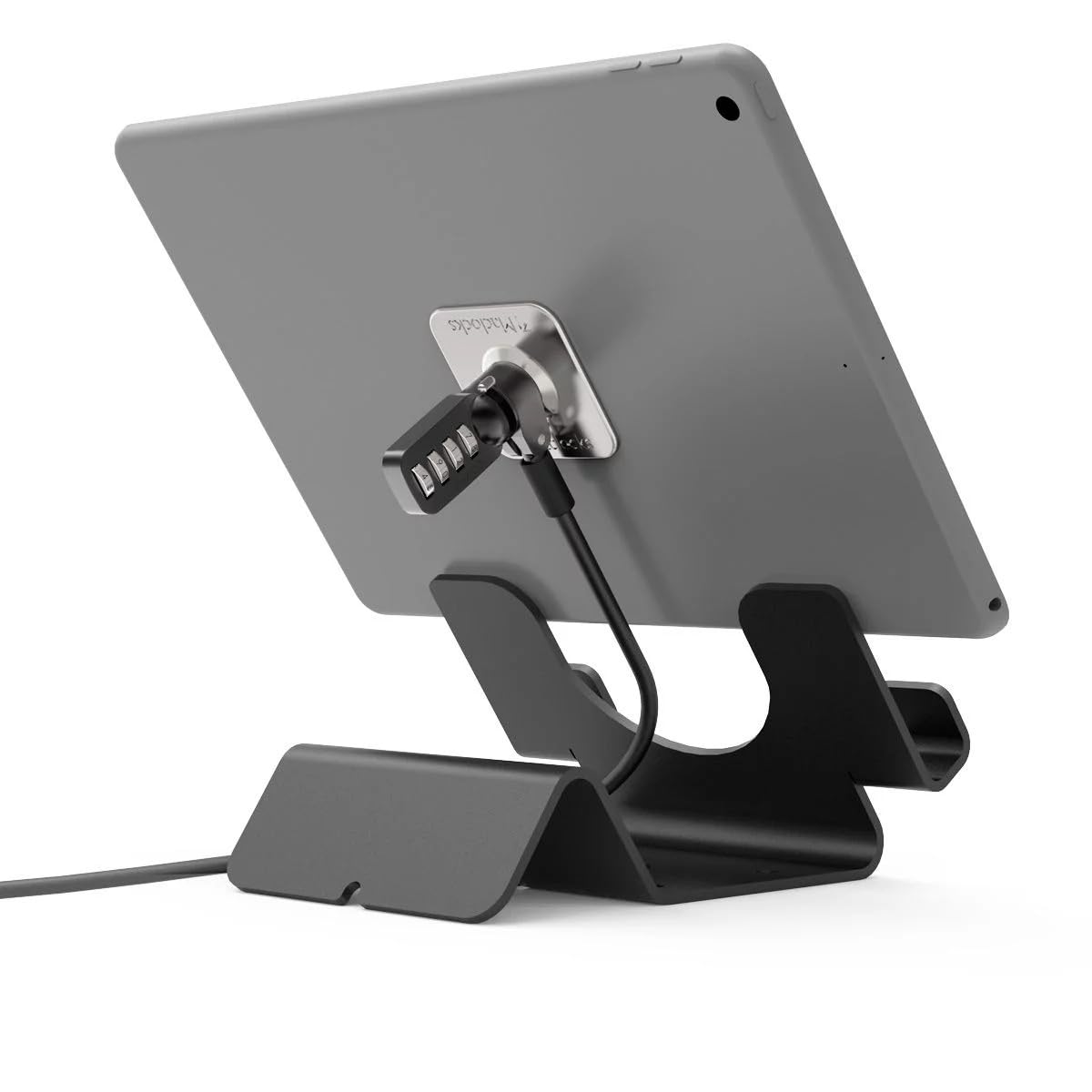 Maclocks Universal Security Tablet Holder with Cable Lock for Apple iPad Air 2, iPad 9.7" (2017), iPad Pro, Samsung Galaxy Tab, and more. [black | aluminum | theft protection] - CL12UTH-BB