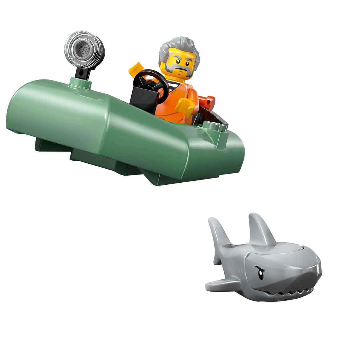 LEGO City Police Boat Chase - playset with floating speedboat, robber's dinghy, 3 minifigures, and a shark figure - ideal gift for boys and girls 6 years and up - 60456.