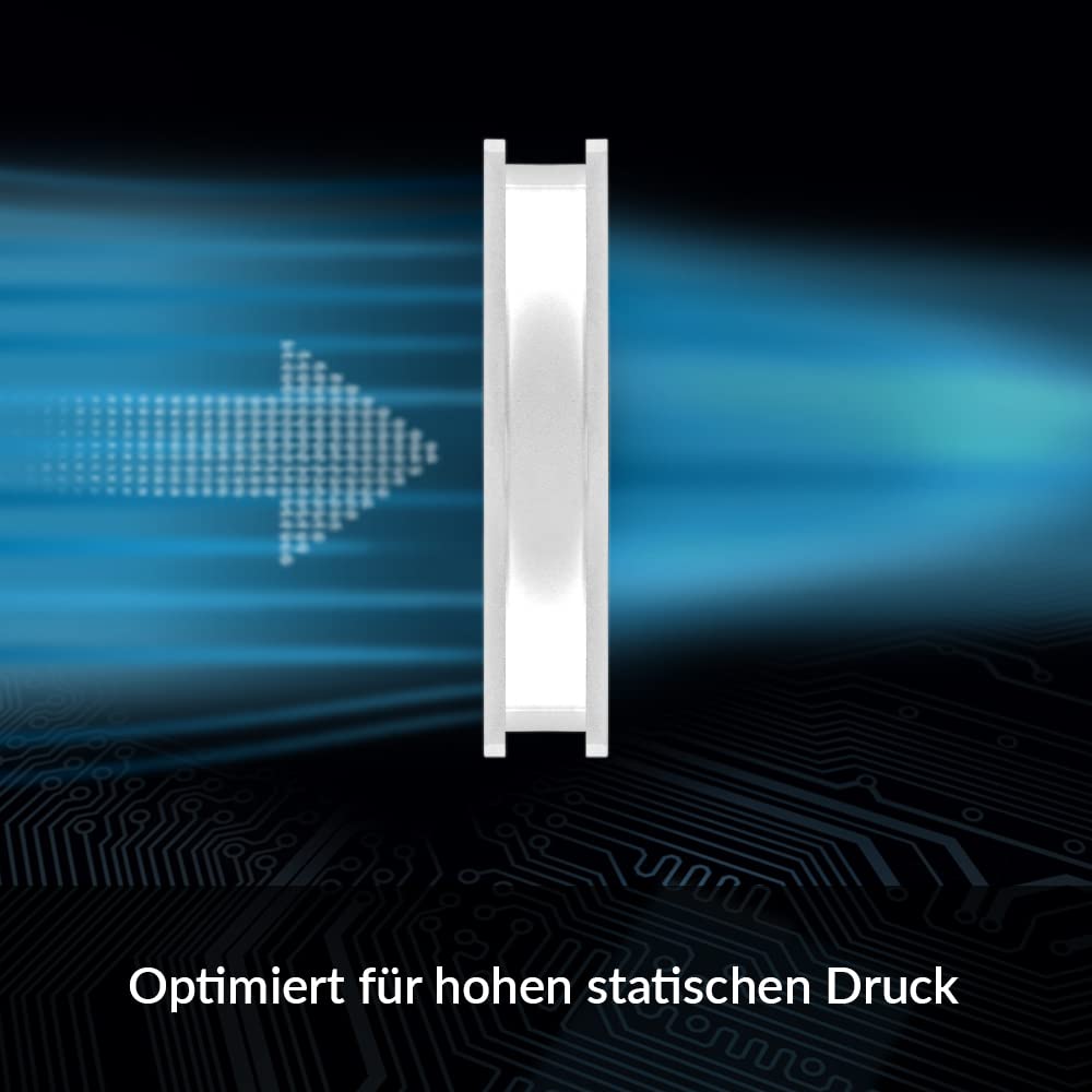 ARCTIC P12 PWM PST A-RGB (3 Pack) - 120mm PWM PST case fan optimized for static pressure, semi-passive operation: 200-2000 rpm (0 rpm <5%), 5V 3 pin ARGB LED - White.