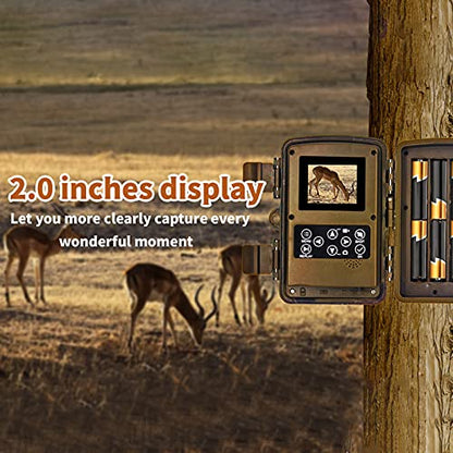 icefox Trail Camera 20MP 1080P Full HD Trail Camera with Motion Sensor Night Vision IP66 Waterproof for Wildlife Monitoring