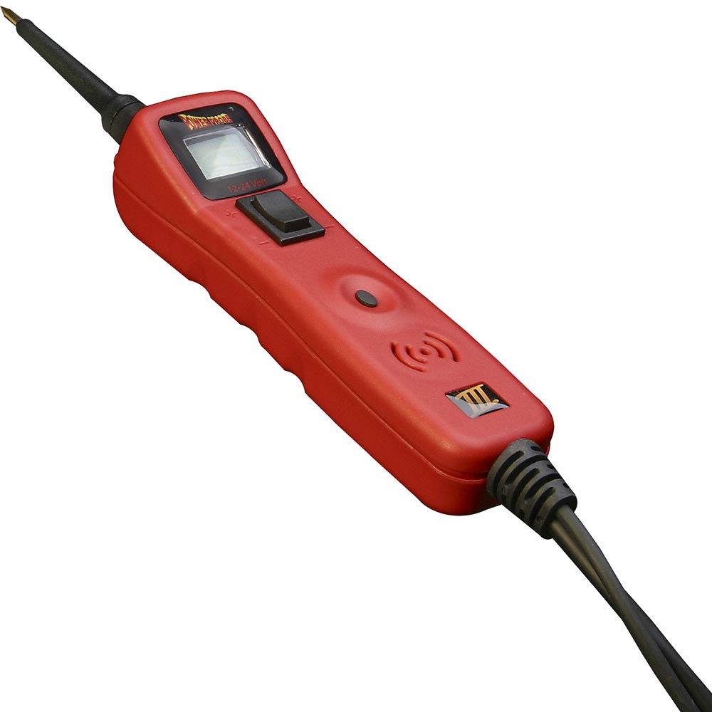 Power Probe 3 circuit tester for automotive electrical systems. A must-have tool for car mechanics and workshops. 12-24V digital multimeter. Activates components by providing power and ground. PP3CSRED.