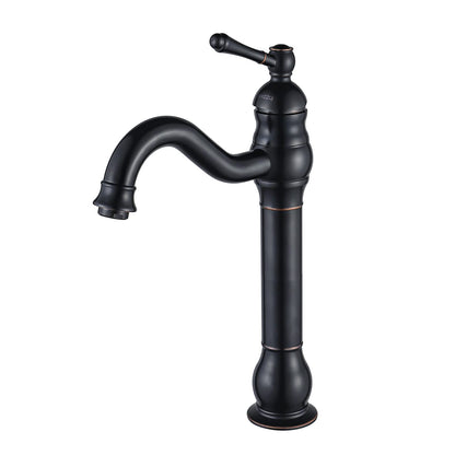 FWZZQ Black Retro Bathroom Faucet, Basin Faucet High 360° Swivel, Single Handle Sink Faucets, Nostalgic Brass Bathroom Mixer Tap for Bathroom
