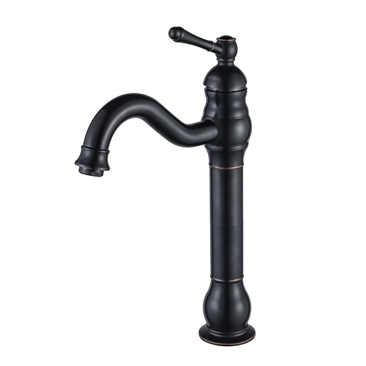 FWZZQ Black Retro Bathroom Faucet, Basin Faucet High 360° Swivel, Single Handle Sink Faucets, Nostalgic Brass Bathroom Mixer Tap for Bathroom