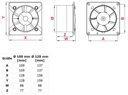 Bathroom fan Ø 100 mm stainless steel exhaust fan with timer wall fan ball bearing bathroom kitchen WNI100T