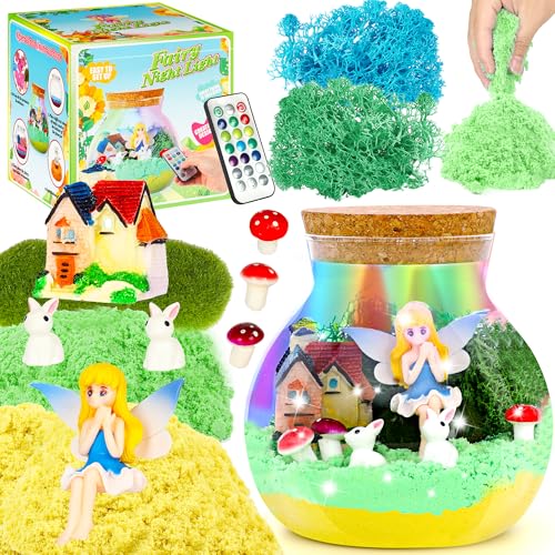 Doyran Fairy Gifts for Girls - Glowing Fairy Terrarium Craft Kit for Kids - Craft Toy Birthday Gifts for Children Ages 4, 5, 6, 7, 8, 9, 10, 11 years