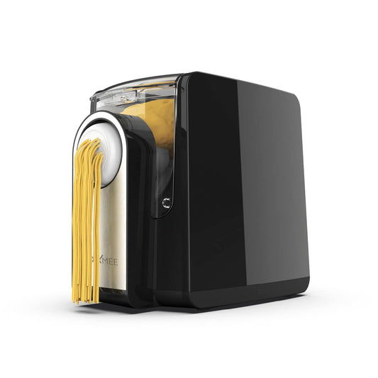 MAXXMEE Pasta Maker with 7 shaping discs for different types of pasta | Easy creation of fresh pasta | Digital control panel and countdown function | 30.7 x 19.8 x 26.3 cm [PP, silicone, PVC]