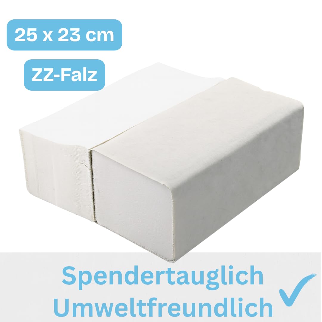 Unpack Pakla 4000 Sheets White Paper Towels - 2-ply, 25 x 23 cm ZZ-Fold - Universal Disposable Towels for Dispenser - All-Purpose Paper Towels - Single-use, Dispenser Compatible
