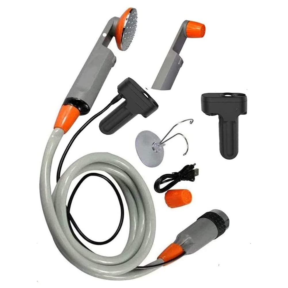 Zooma camping shower with pump, outdoor camping shower, garden shower outside, portable shower with submersible pump battery for camping.
