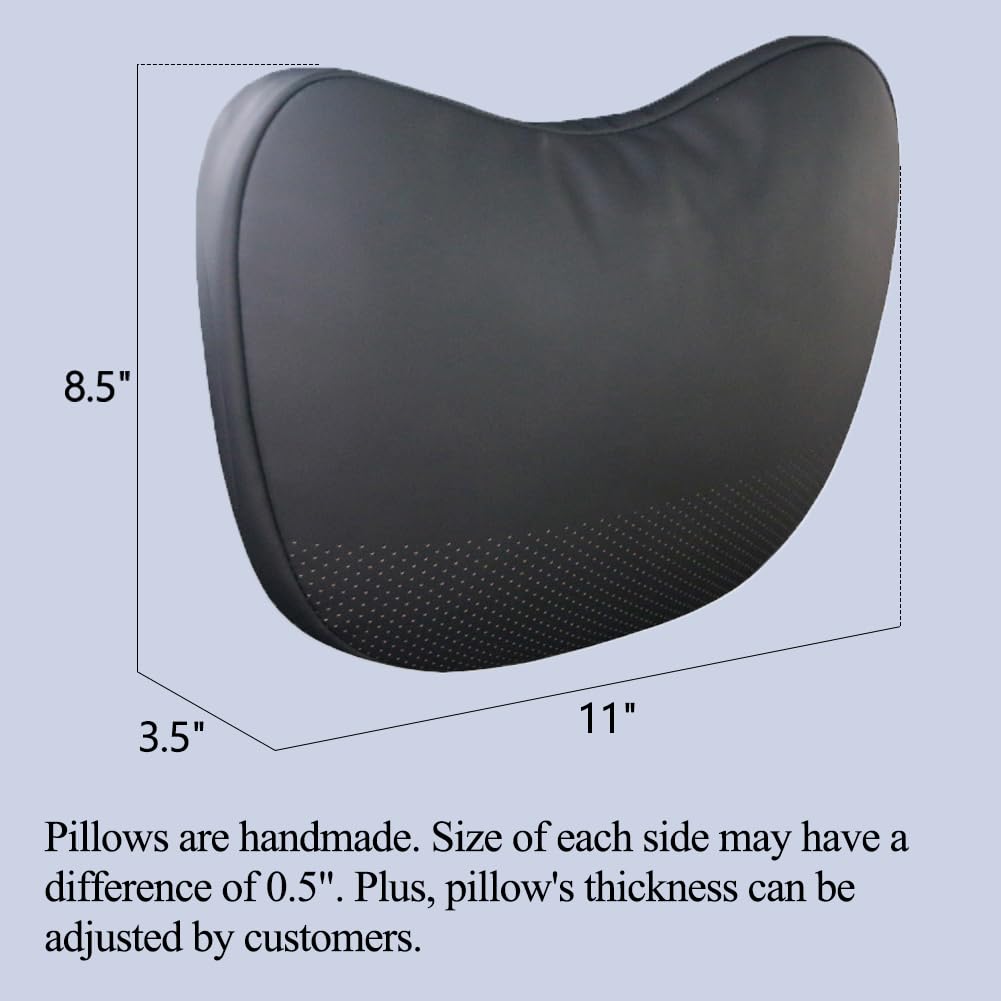 TANOLA Tesbeauty Tesla headrest cushions, neck pillows, unique design, genuine Nappa leather, Black, 2 pack, Rest