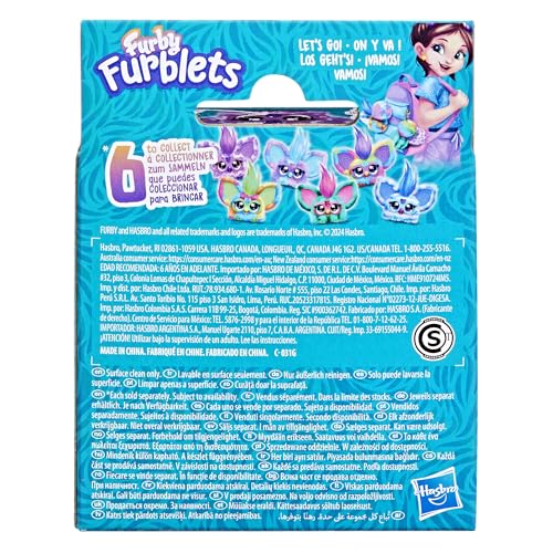 Furby Furblets Hip-Bop Mini, featuring hip-hop music & phrases in Furbish (over 45 sounds), plush toy in pink-purple pattern, suitable for kids aged 6 and up, an original stocking stuffer.
