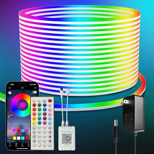 Eruibos Van LED Strip 10m, IP65 Waterproof Silicone Light Band, 24V Flexible RGB Neon LED Strip, Dimmable Rope Lights With Remote Control for DIY Home Bedroom Indoor Outdoor Decoration.