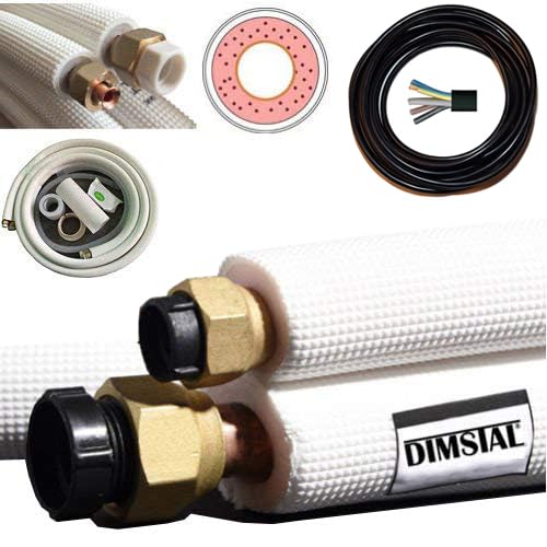 2x 7m copper refrigerant line copper pipe for split air conditioner 9000/12000 btu 2.7kW/3.6kW air conditioning unit pure copper (1x 1/4 inch + 1x 3/8 inch)