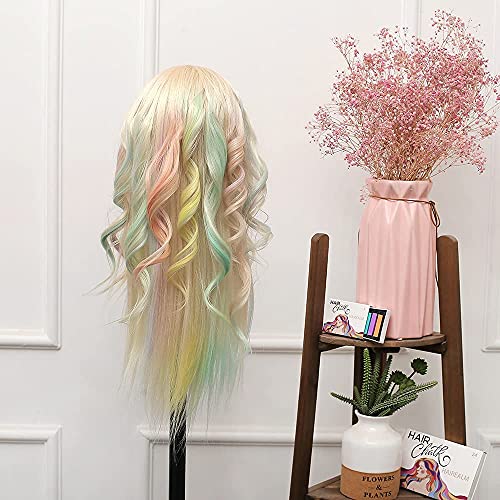Practice Head, TopDirect 60cm/24 Inch 70% Real Hair Mannequin Head Wig Head Doll Head Hairdresser Head Training Heads with Stand + DIY Hair Accessories Styling, White