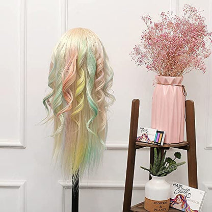 Practice Head, TopDirect 60cm/24 Inch 70% Real Hair Mannequin Head Wig Head Doll Head Hairdresser Head Training Heads with Stand + DIY Hair Accessories Styling, White