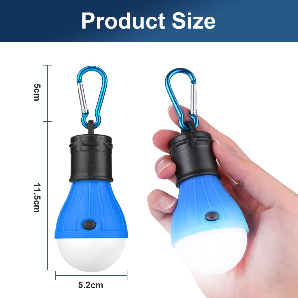 Flintronic 6 Pack Camping Lantern, LED Camping Light Bulb with Carabiner, Emergency Light, Waterproof Camping Lamp for Adventure, Fishing, Power Outage