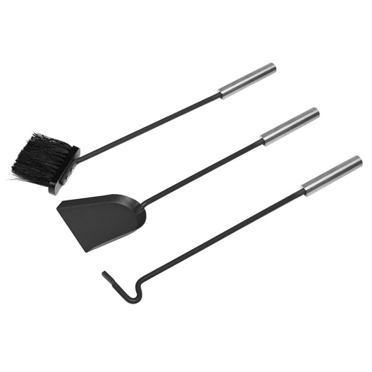 Raik fireplace tool set Fritz 3-piece made of steel fireplace accessories black with stainless steel handles shovel broom and poker minimalist and modern 61 cm