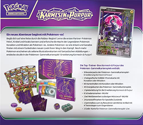 Pokémon Trading Card Game: Top Trainer Box Crimson & Indigo (Miraidon) (9 booster packs & premium accessories)