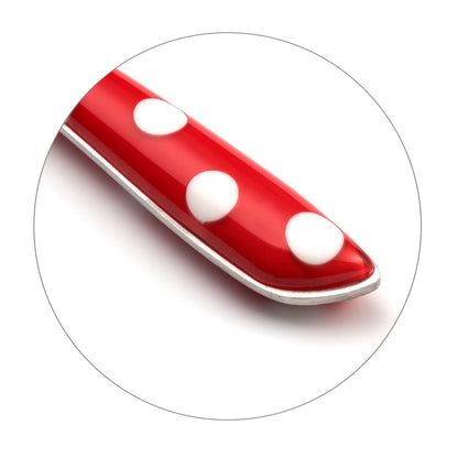 Amefa ECLAT cutlery, dining cutlery for 4 people, stainless steel with high-quality red polka dot plastic handles, 16 pieces.