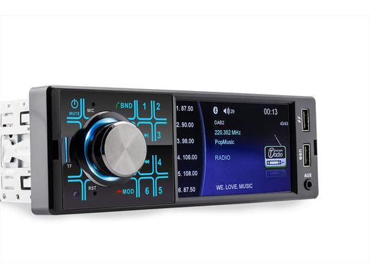 Caliber car radio with Bluetooth, AUX in, DAB, DAB Plus, FM, SD, USB, 4 inch display, rear camera input, 4x 55 watts, black, 1 Din.