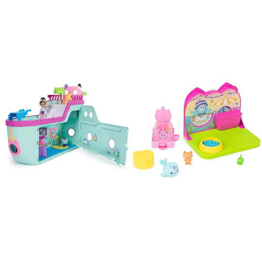 Gabby's Dollhouse 6068572 Master, Gabby's, cruise ship toy with 2 toy figures & 6068287 Deluxe Room Carnival, one Size