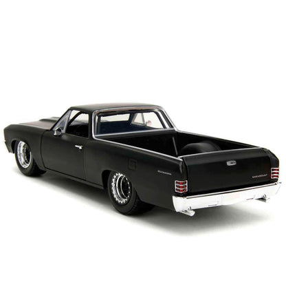 Jada Toys Fast and Furious Car EL Camino (1:24, black) - Chevrolet EL Camino 1967 from Fast & Furious 10 movie, Die Cast Car for ages 8 and up with opening parts, 19cm
