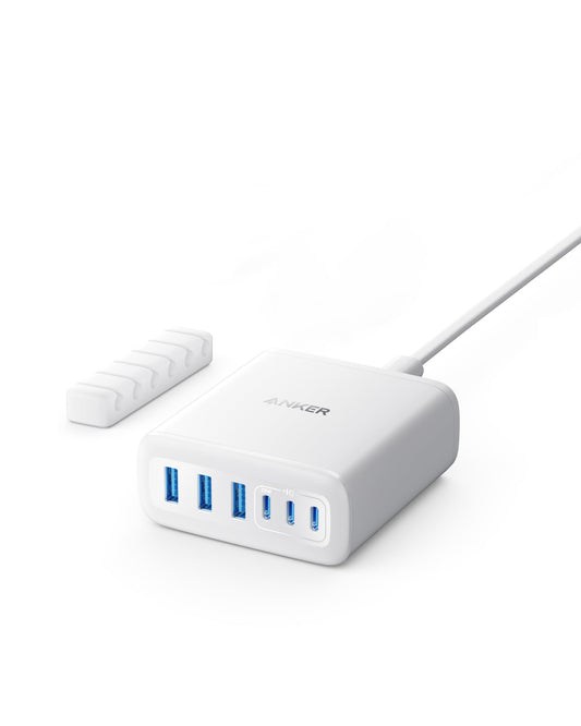 Anchor USB-C charger, 6-port charging station with 112W output power, for iPhone 17/16/15 series, MacBook Air, Pixel, Galaxy, iPad, and more (No charging cable included)