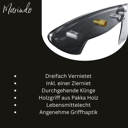 Marindo Chinese chef's knife stainless steel | 18cm blade length | Kitchen cleaver with triple-riveted wooden handle | Chinese cleaver knife | Extremely sharp meat cleaver | Includes gift box