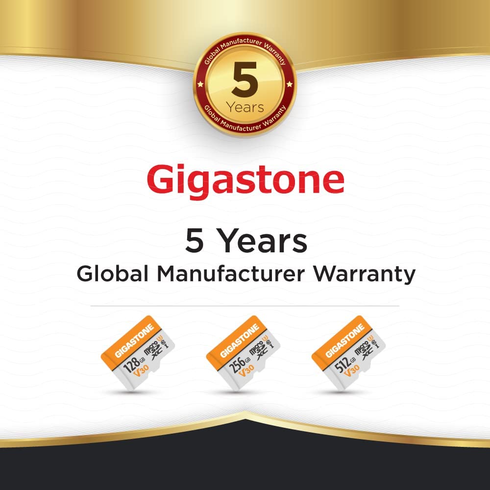 Gigastone 128GB memory card 2-pack for GoPro, drones, Samsung Sony, high-speed 4K UHD video, A1 U3 C10 MicroSDXC+SD adapter.