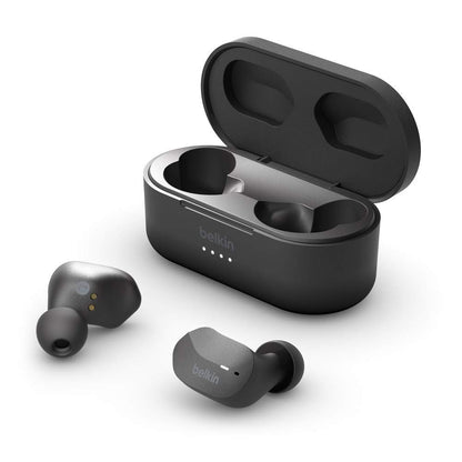 Belkin SoundForm True Wireless In-Ear Headphones (Bluetooth Earphones for iPhone, Samsung & Google devices, touch controls, charging case, 24 hrs playback time, noise isolation, sweatproof) - Black