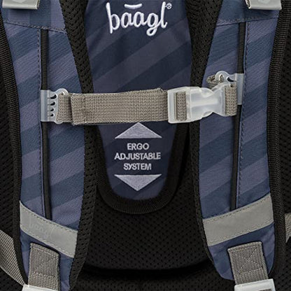 Baagl schoolbag for boys in 1st grade, ergonomic school bag for boys in elementary school, light kids backpack with chest strap (excavator).