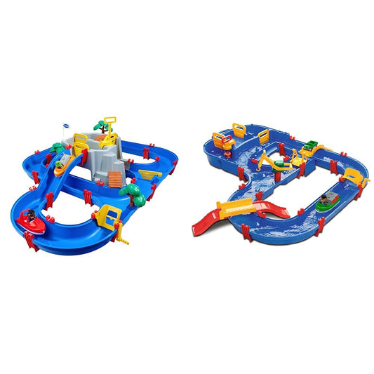 AquaPlay - Waterway Set Mountain Lake - 42-piece game set with Mountain Lake & MegaBridge - Waterway set with 3 play stations and 49 pieces