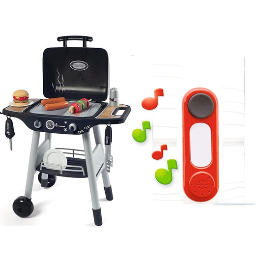 Barbecue grill toy by SMOBY with electronic doorbell for playhouses. Easy to install and compatible with most Smoby playhouses.