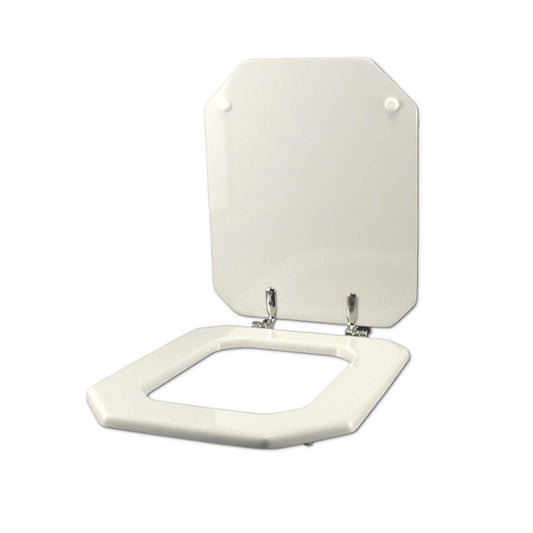 ACB/COLBAM wooden toilet seat with polyester cover, 1930 octagonal, white, Cromo-Duravit hinge