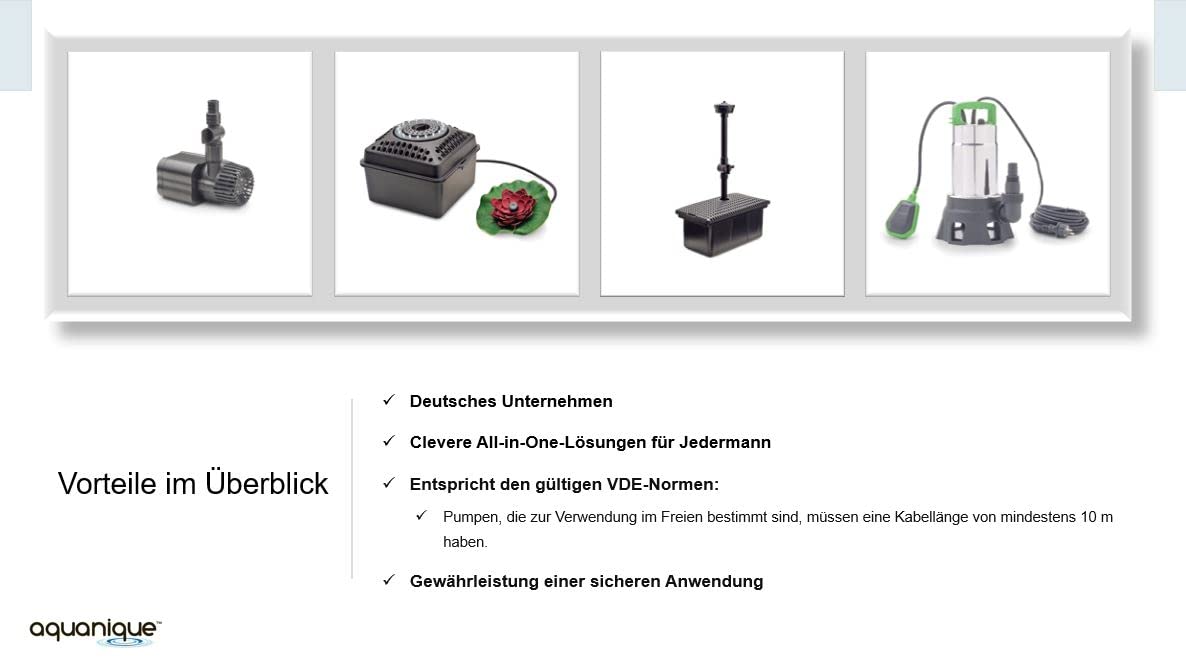 AQUANIQUE submersible pump DWP 19000 (up to 19,000 l/h flow rate, max. 25 mm grain size, 750 W, 9 m Hmax) - dirty water pump for ponds, paddling pools, flooded basements, construction sites, pools